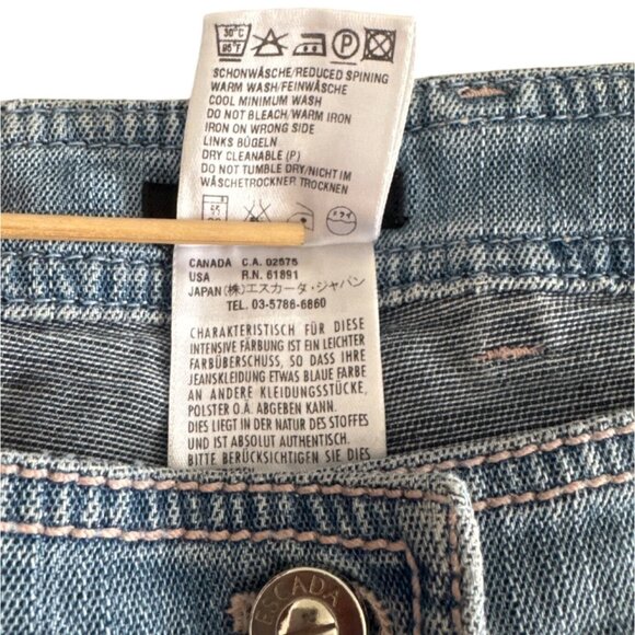 Escada Womens Light Blue Denim Flared Jeans With Rhinestone Detail Size 42 - Picture 7 of 10